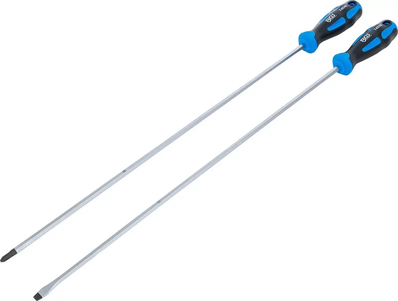 Schroevendraaierset - extra lang - sleuf, kruiskop PH - 2 delig de BGS technic, Bleu – image du produit
