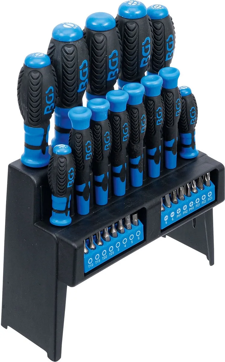 Schroevendraaierset met bitsassortiment in kunststof standaard 29-delig - 6825 by BGS technic, Blue – product image