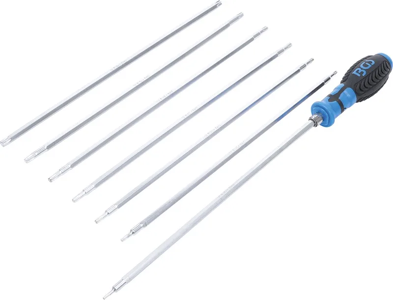 schroevendraaierset met verwisselbare klingen T-profiel (voor Torx) / T-profiel (voor Torx) met boring 8-delig - 2326 by BGS technic, Blue – product image