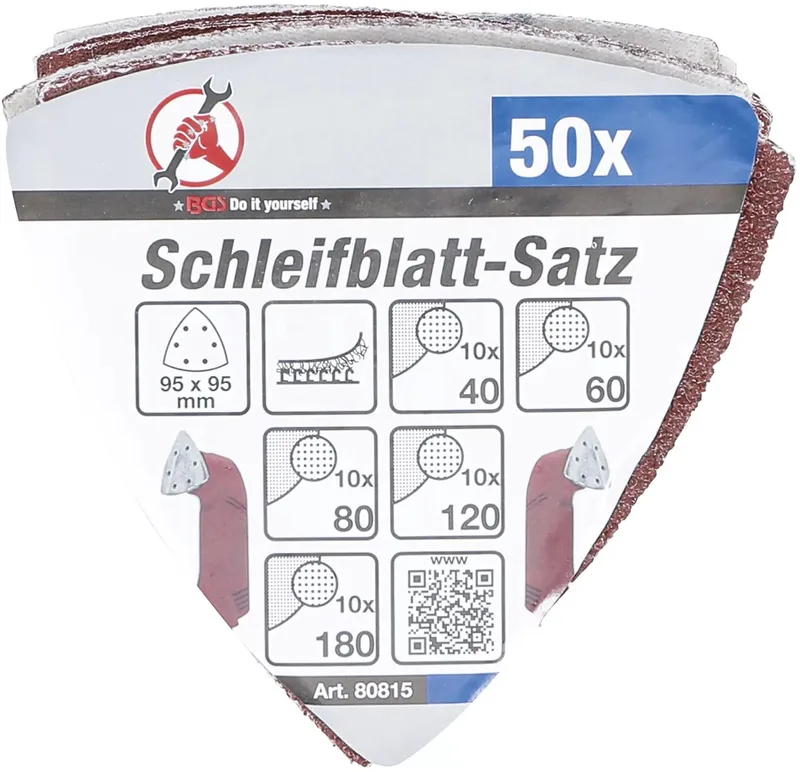 Schuurbladenset delta - 95 x 95 mm - K 40 t/m 180 - 50 delig by BGS technic – product image
