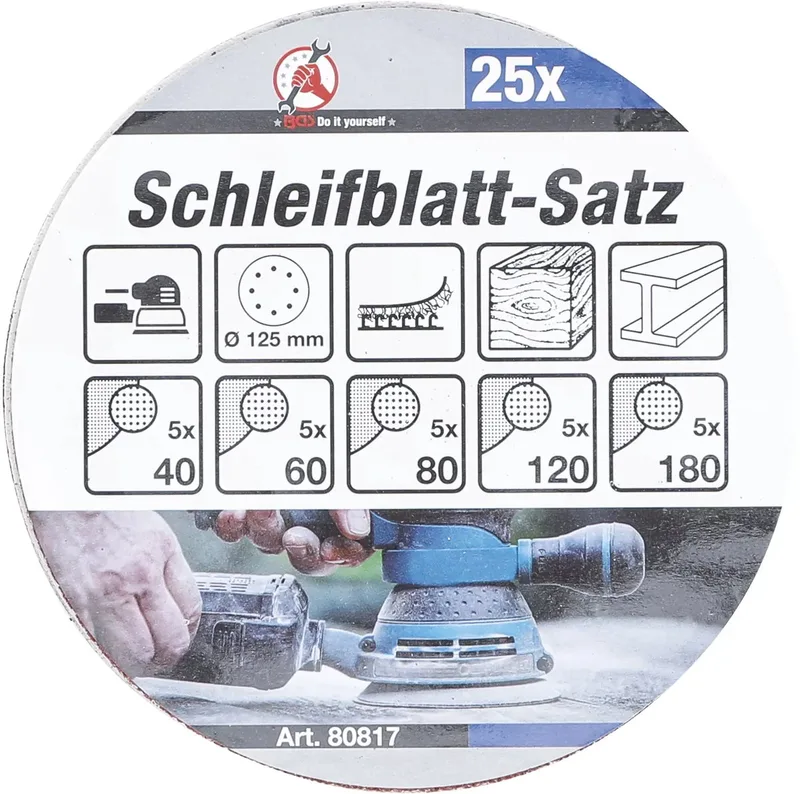 Schuurschijven - Ø 125 mm - K 40 t/m 180 - 25 delig de BGS technic – image du produit