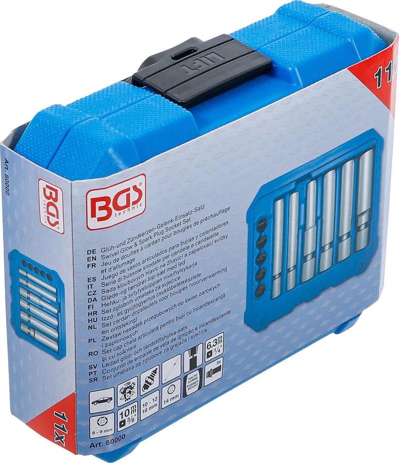 Set cardan-dopsleutels voor bougies (voorverwarming en ontsteking) - 11 delig von BGS technic, Blau – Produktbild