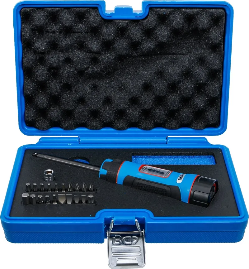 Set momentschroevendraaier - met bitset - 1/4 - 1 - 8 Nm - 22 delig by BGS technic, Blue – product image