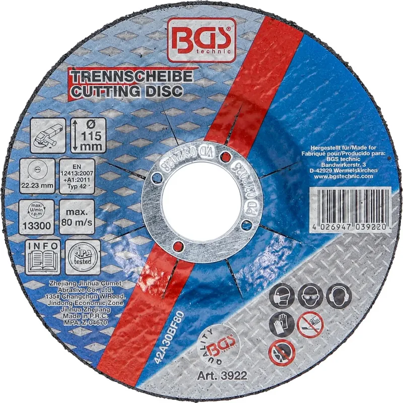 Slijpschijf - Doorslijpschijf - Metaal - Ø 115 x 2,5 x 22,2 mm - 1 stuk - BGS3922 von BGS technic – Produktbild