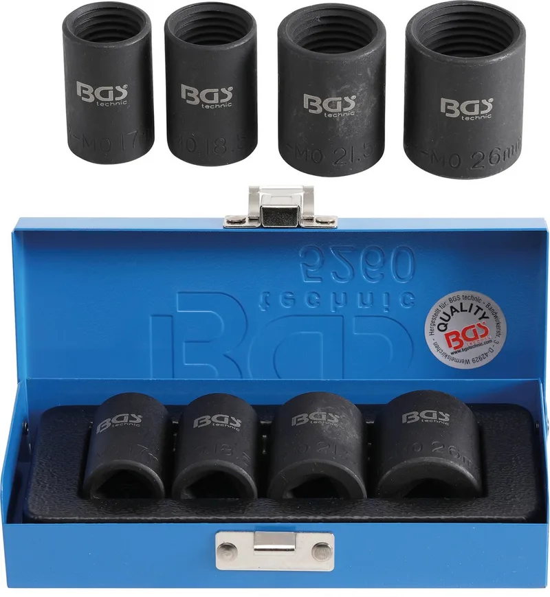 Spiraalprofiel-doppenset / schroefuitdraaier 1/2 17 - 26 mm, 4 delig de BGS technic, Noir – image du produit