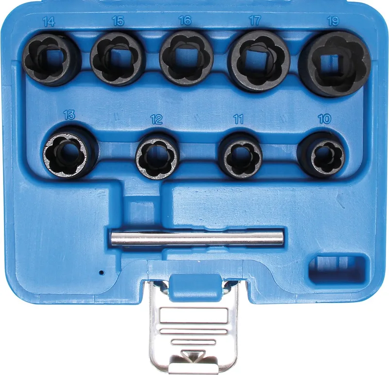 Spiraalprofiel-doppenset / schroefuitdraaier 3/8 10 - 19 mm, 10 delig von BGS technic, Schwarz – Produktbild