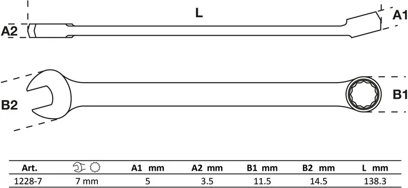 Steekringsleutel - extra lang - 7 mm von BGS technic – Produktbild