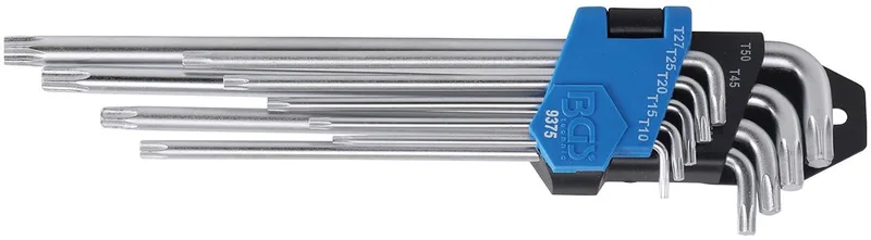 Stiftsleutelset extra lang + extra kort Torx T10 - T50 9 delig von BGS technic, Blau – Produktbild