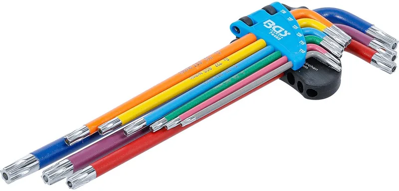 Stiftsleutelset - extra lang - Torx met boring T10 - T50 - 9 delig by BGS technic, Multicolour – product image