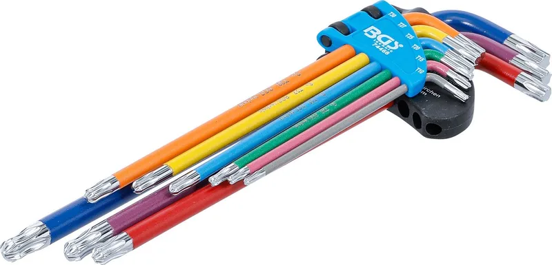 Stiftsleutelset - extra lang - Torx met kogelkop T10 - T50 - 9 delig fra BGS technic, Flerfarvet – produktbillede