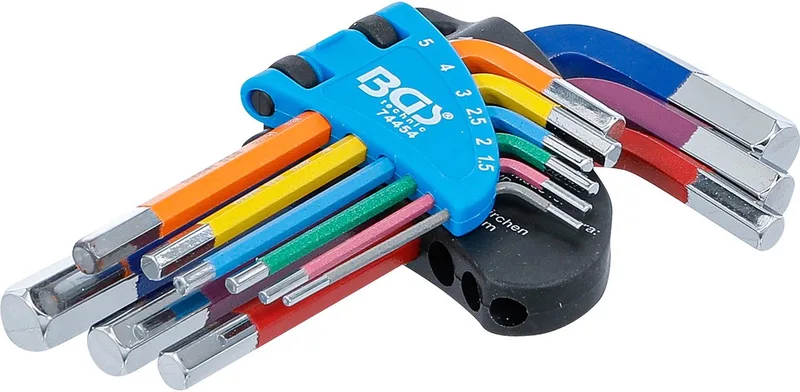 Stiftsleutelset - kort - binnenzeskant 1,5 - 10 mm - 9 delig de BGS technic, Multicolore – image du produit