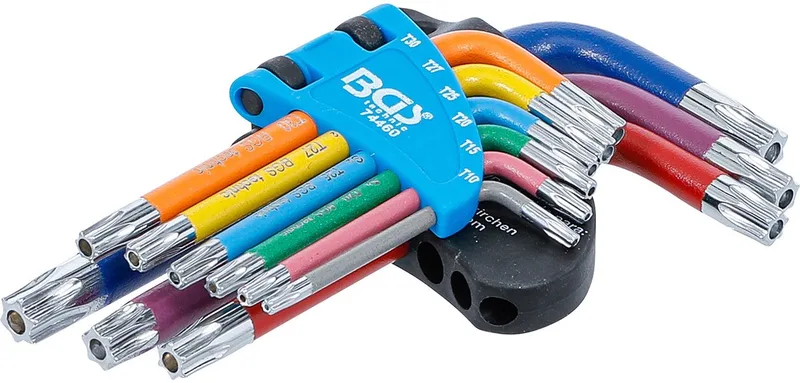Stiftsleutelset - kort - Torx met boring T10 - T50 - 9 delig by BGS technic, Multicolour – product image