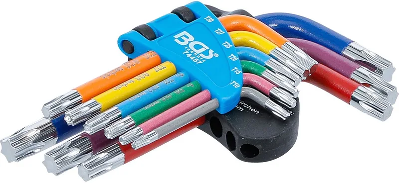 Stiftsleutelset - kort - Torx T10 - T50 - 9 delig von BGS technic, Mehrfarbig – Produktbild