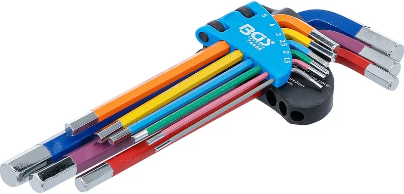 Stiftsleutelset - meerkleurig - binnenzeskant 1,5 - 10 mm - 9 delig von BGS technic, Mehrfarbig – Produktbild