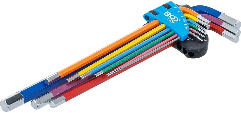 Stiftsleutelset - meerkleurig - extra lang - binnenzeskant 1,5 - 10 mm - 9 delig von BGS technic, Mehrfarbig – Produktbild