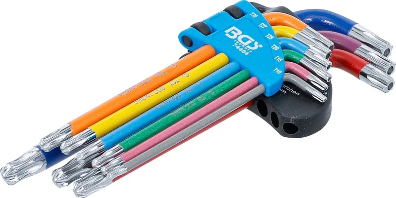 Stiftsleutelset - Torx met boring en kogelkop T10 - T50 - 9 delig de BGS technic, Multicolore – image du produit