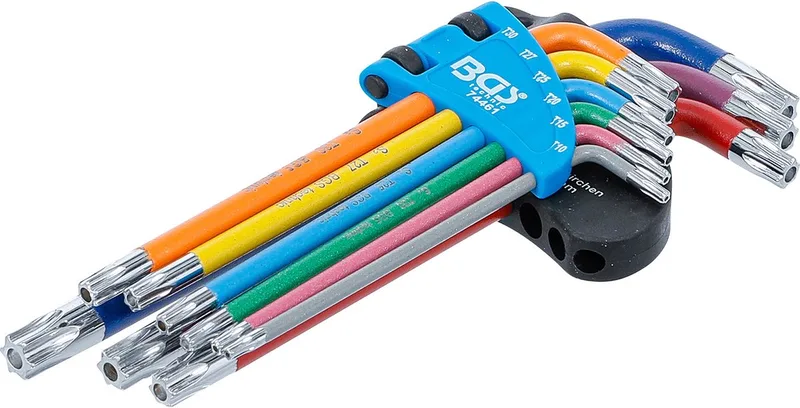 Stiftsleutelset - Torx met boring T10 - T50 - 9 delig by BGS technic, Multicolour – product image
