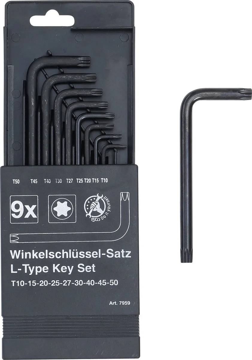Stiftsleutelset Torx T10 - T50 9 delig von BGS technic, Schwarz – Produktbild