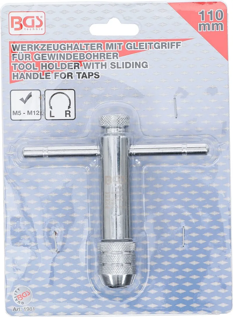 BGS Werkzeughalter mit Gleitgriff für Gewindebohrer M5 - M12 110 mm von BGS technic – Produktbild