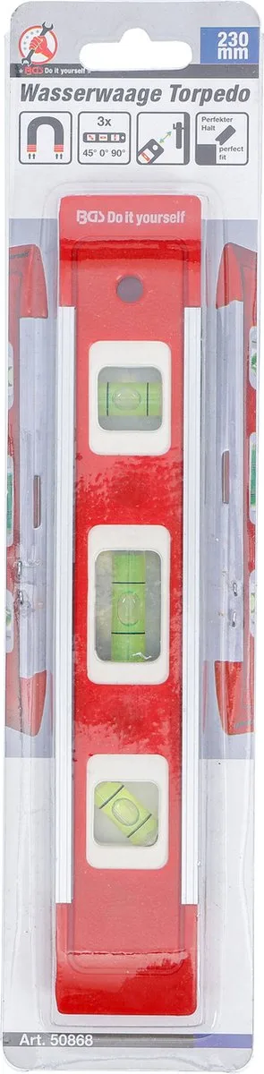 Torpedo waterpas 225 mm van BGS technic, Rood – productafbeelding