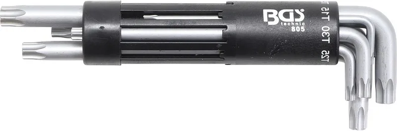 BGS Winkelschlüssel-Satz extra lang T-Profil (für TX) mit Bohrung T10 - T50, 8-tlg. von BGS technic, Silber – Produktbild