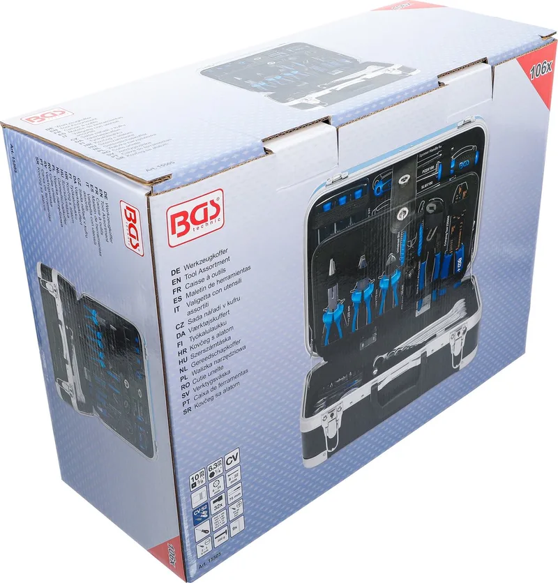 Universele gereedschapskoffer 106 delig van BGS technic, Zilver – productafbeelding
