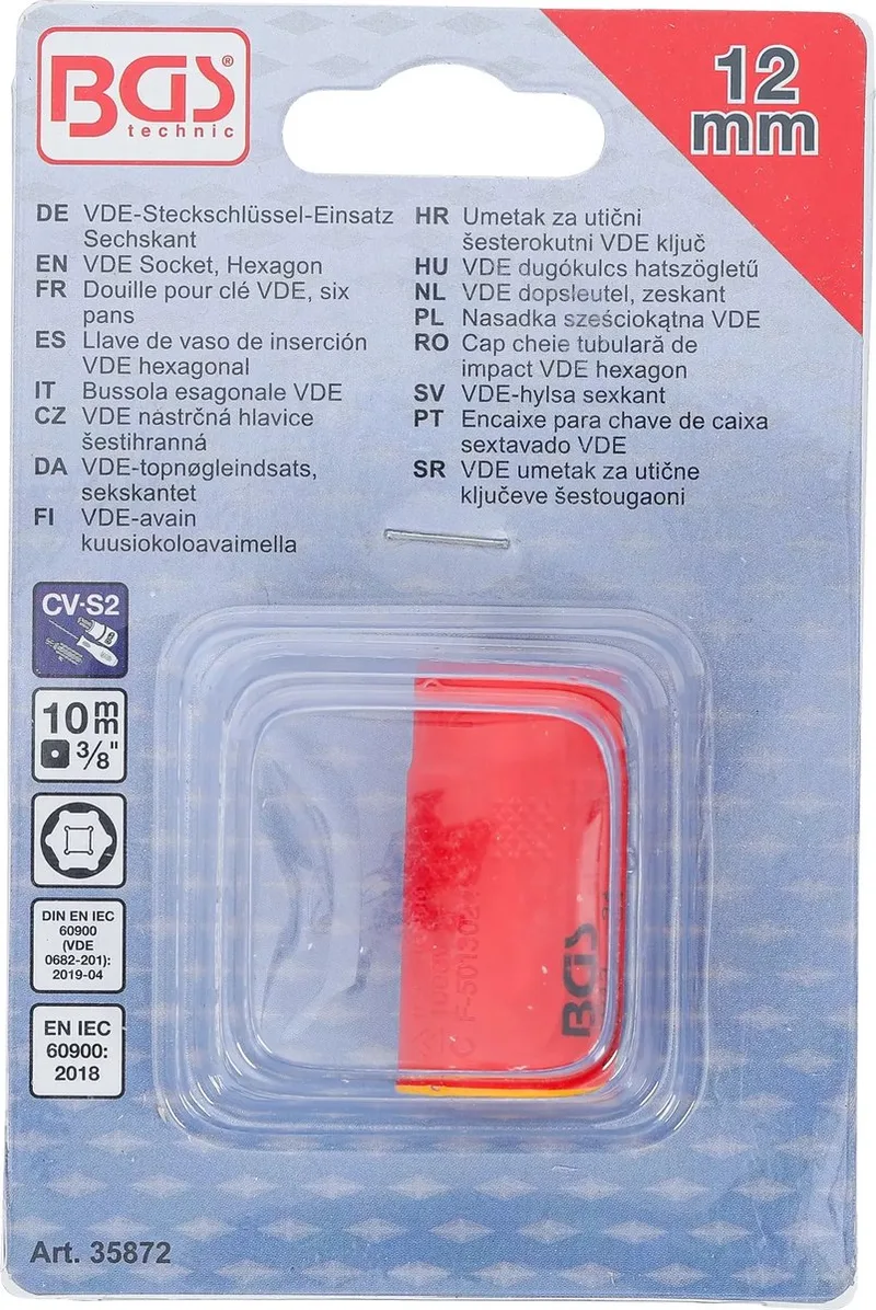 VDE dopsleutel, zeskant - 3/8 - 12 mm by BGS technic – product image