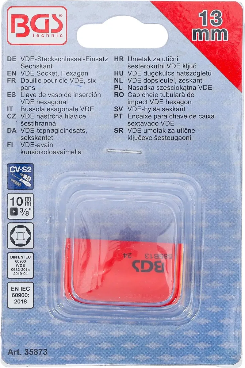 VDE dopsleutel, zeskant - 3/8 - 13 mm by BGS technic – product image