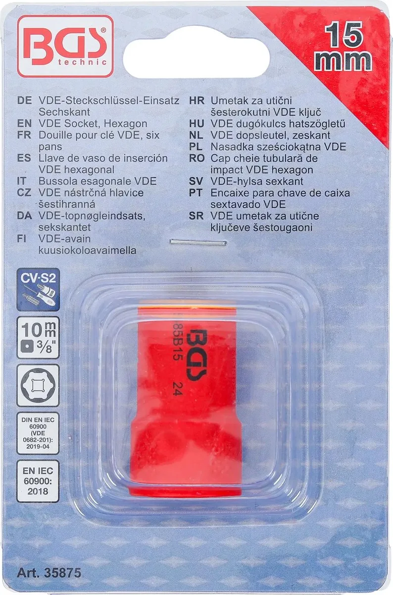 VDE dopsleutel, zeskant - 3/8 - 15 mm de BGS technic – image du produit