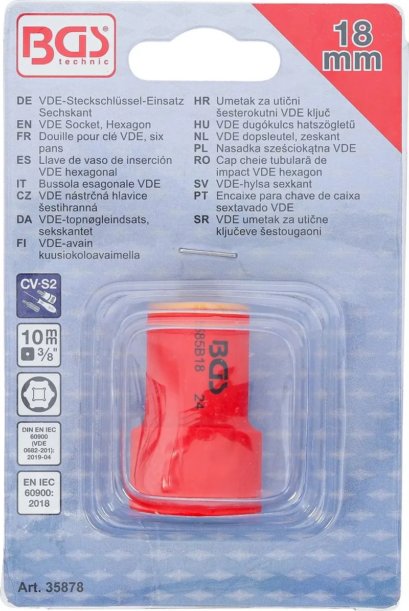 VDE dopsleutel, zeskant - 3/8 - 18 mm van BGS technic – productafbeelding