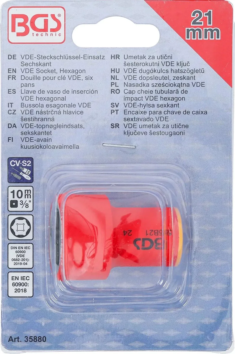 VDE dopsleutel, zeskant - 3/8 - 21 mm van BGS technic – productafbeelding