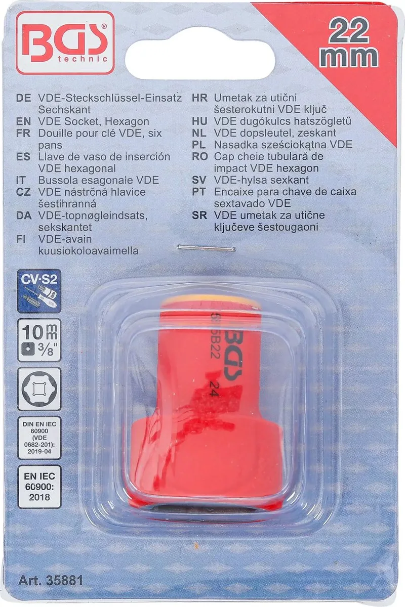 VDE dopsleutel, zeskant - 3/8 - 22 mm de BGS technic – image du produit