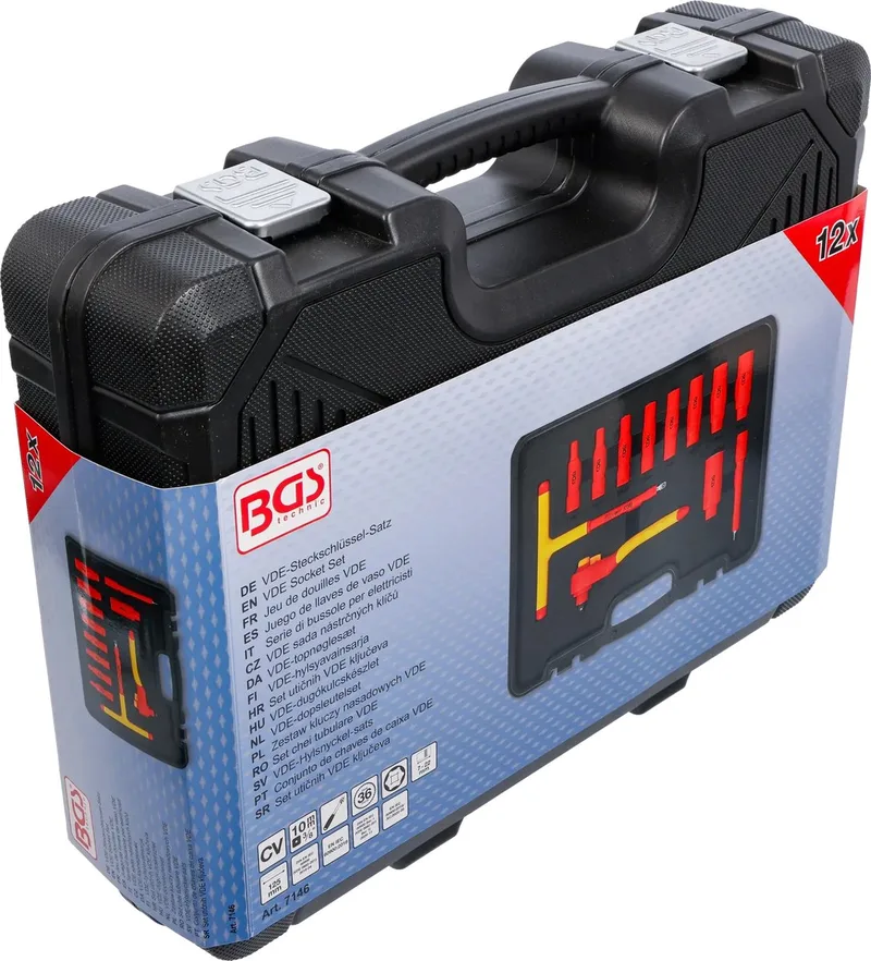 VDE-dopsleutelset - aandrijving 3/8 - SW 7 - 22 mm - 12 delig by BGS technic – product image