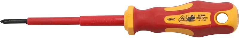 VDE-Schroevendraaier Kruiskop PH0 Bladlengte 75 mm - 4942 von BGS technic, Gelb – Produktbild