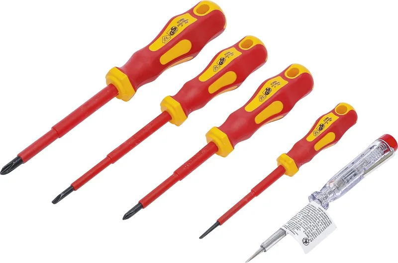 VDE schroevendraaierset sleuf/kruiskop 5 delig by BGS technic, Red – product image