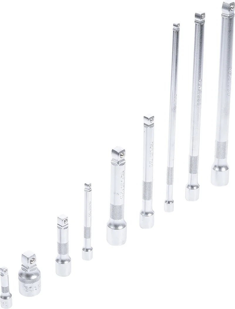 Verlengstukken set - Verlengstuk dopsleutel - 9 delig 1/4" - 3/8" - 1/2" BGS 2253 de BGS technic, Chrome – image du produit