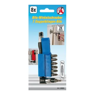 Winkelschrauber mit 7 Doppelklingen-Bits 20805, Antrieb Außensechskant 6,3 mm (1/4"), 8-tlg. von BGS technic – Produktbild