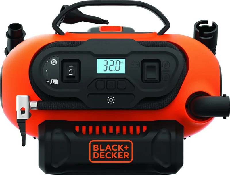 160 PSI compressor ACDC 18V zonder accu - BDCINF18N-QS van Black+Decker, Zwart, Oranje – productafbeelding 1 van 6