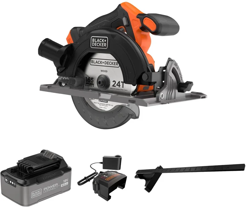 18V Brushless Cirkelzaag 165mm (met 4.0Ah accu en lader) BLCCS78M1-QW von Black+Decker – Produktbild