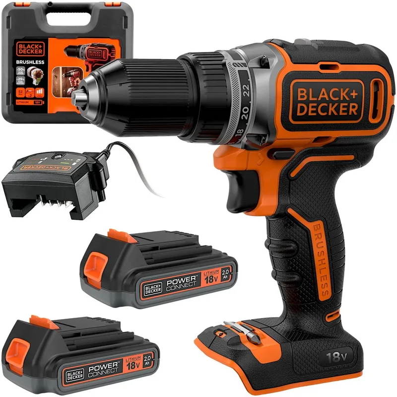 18V Brushless schroefboormachine - BL186K1B2-QW van Black+Decker – productafbeelding