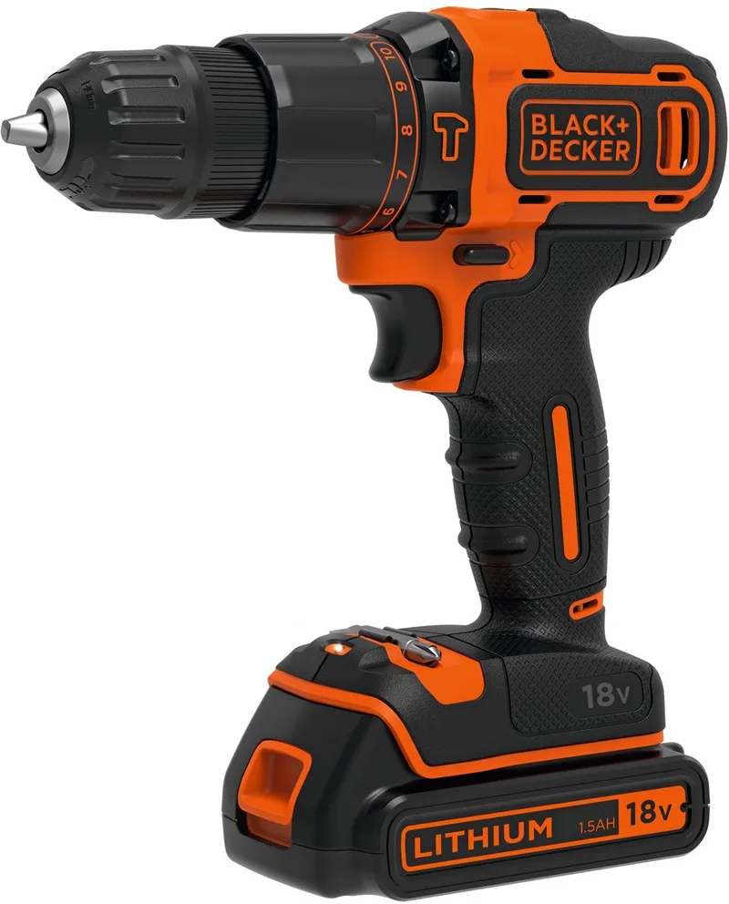 18V Lithium Ion accu schroef-/klopboormachine met 2x 1,5Ah accu's, 2 variabele snelheden, koffer - BDCHD18KB-QW de Black+Decker – image du produit