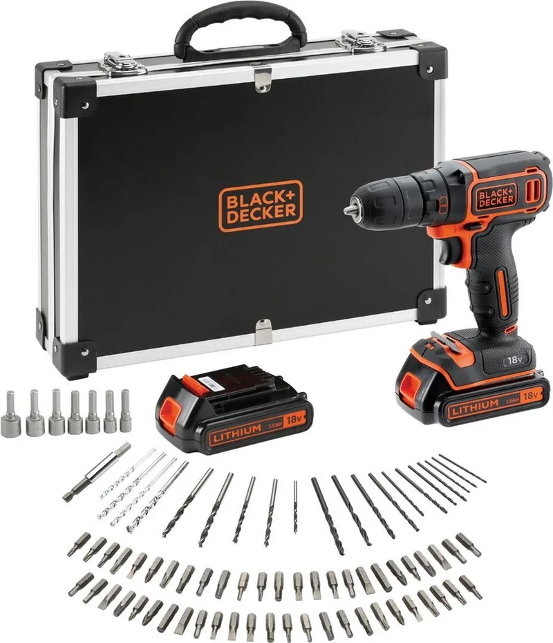 18V schroefboormachine kit met accessoires flightcase - BDCDC18BAFC-QW by Black+Decker – product image