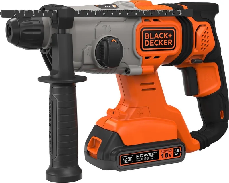 18V SDS+ Boorhamer, 2x 2.5Ah, 1A lader, koffer - BCD900E2K-QW by Black+Decker – product image