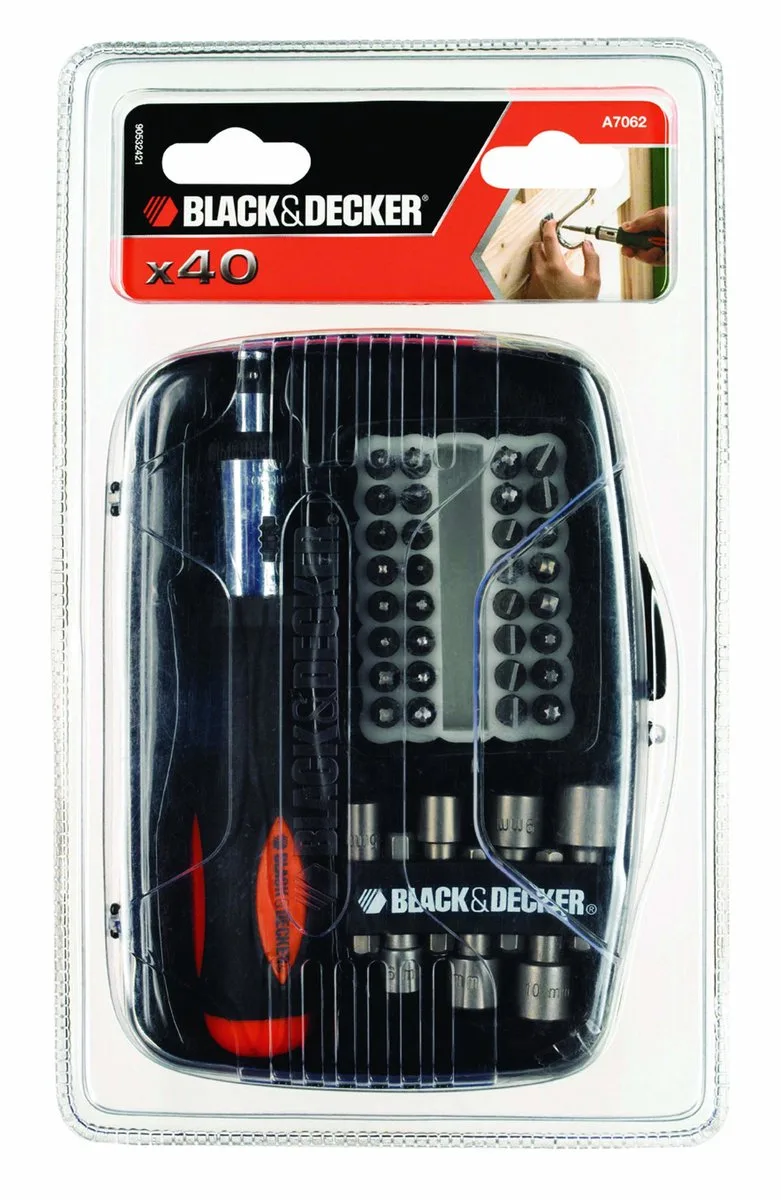 A7062 Serie - Schroevendraaierset - 40-delig - Ratelsysteem - Ergonomische Handgreep - Inclusief Etui by Black+Decker, Black – product image 1 of 5