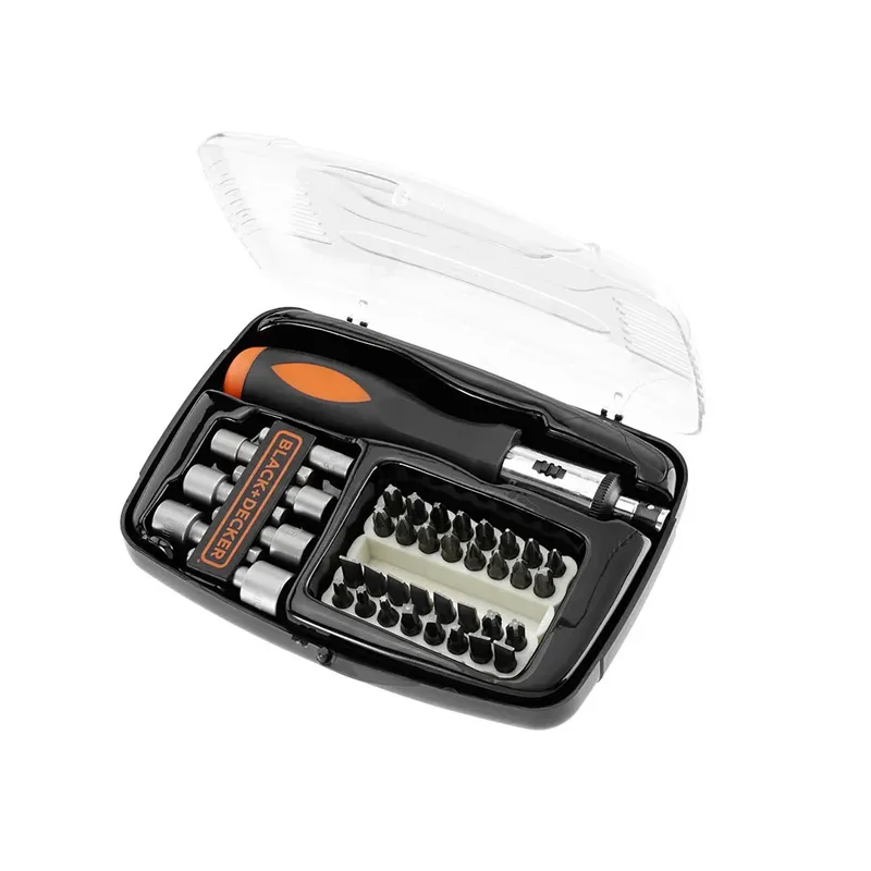 A7062 Serie - Schroevendraaierset - 40-delig - Ratelsysteem - Ergonomische Handgreep - Inclusief Etui by Black+Decker, Black – product image 4 of 5