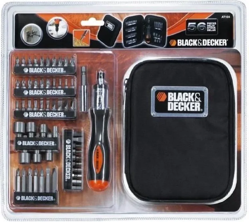A7104-XJ - Schroevendraaier Set - Ratelschroevendraaier - 56 Elementen - Ergonomische Handgreep van Black+Decker, Zwart – productafbeelding