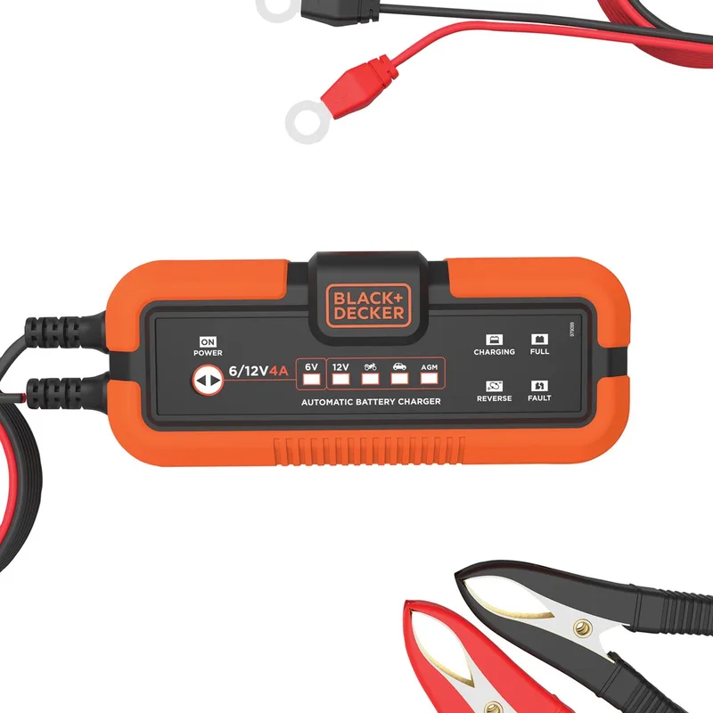 Acculader 6v/12v 4a Zwart/oranje 3-delig by Black+Decker – product image