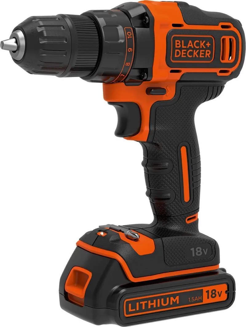 B+D 18V Lithium Ion accu schroef-/boormachine met 2x 1,5Ah accu's, 2 variabele snelheden, koffer de Black+Decker – image du produit