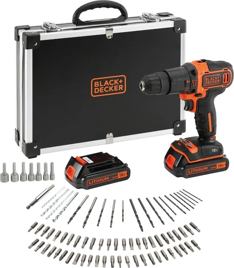 Perceuse Avec 80 Accessoires 2 Batteries Et Mallette De Transport Bdchd18bafc-qw 1.5ah de Black+Decker – image du produit 1 sur 4
