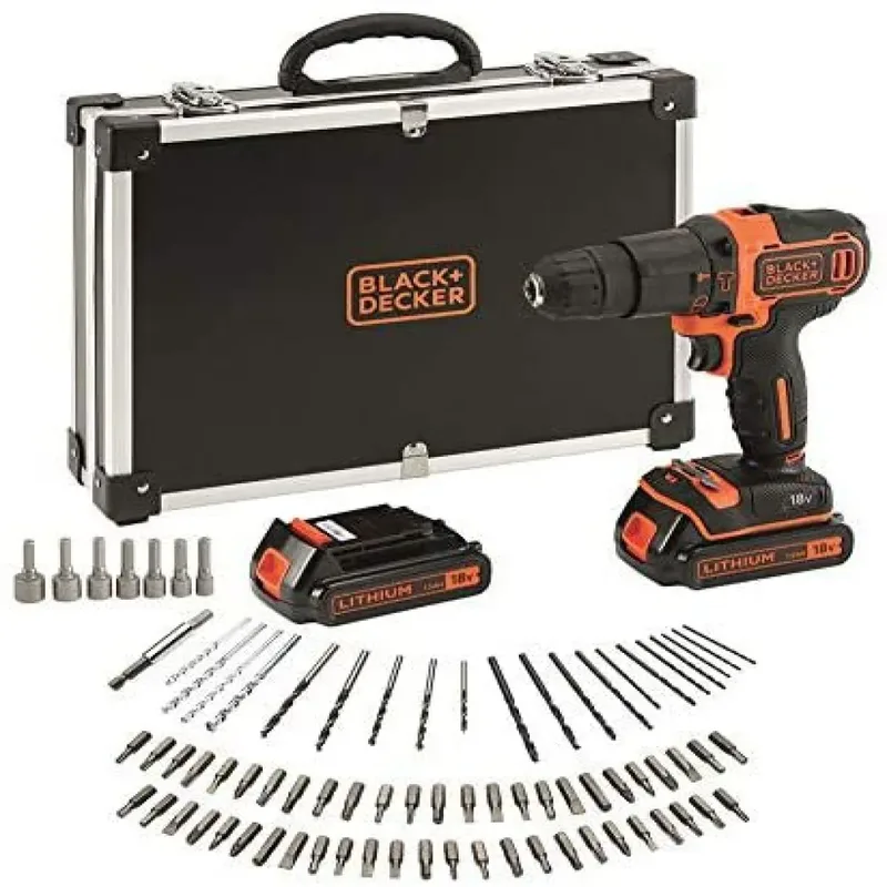 Perceuse Avec 80 Accessoires 2 Batteries Et Mallette De Transport Bdchd18bafc-qw 1.5ah de Black+Decker – image du produit 2 sur 4